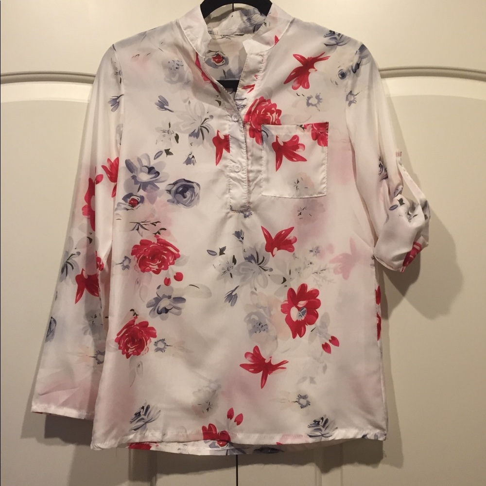 Beautiful Sheer Button Down Blouse
